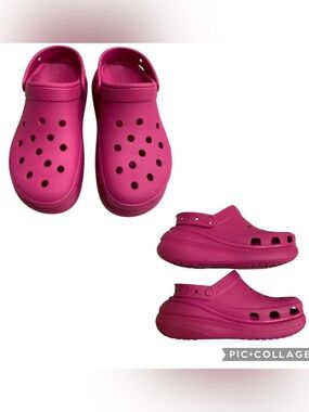 CROCS Pink Classic Crush Clogs Platform Sandals Women’s Size 10 Iconic Comfort
